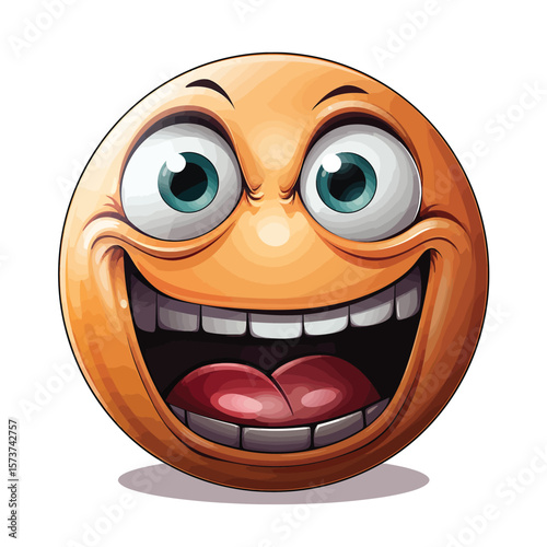 3D sticker emojy angry, white background