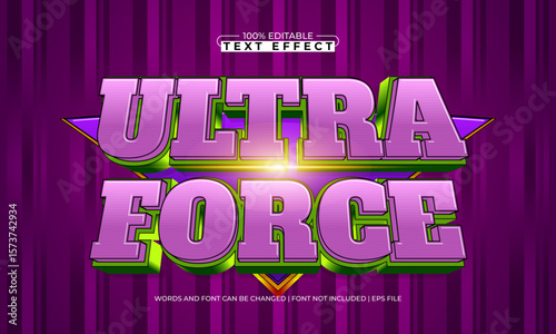 ultra force editable text effect with a hero and super text style