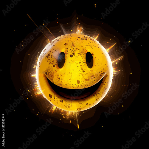 3D sticker emojy angry, white background