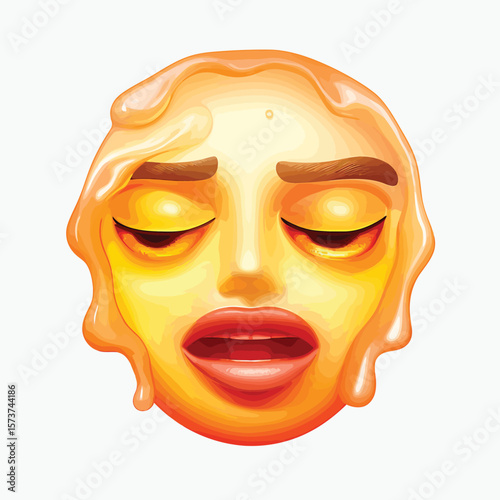 3D sticker emojy angry, white background