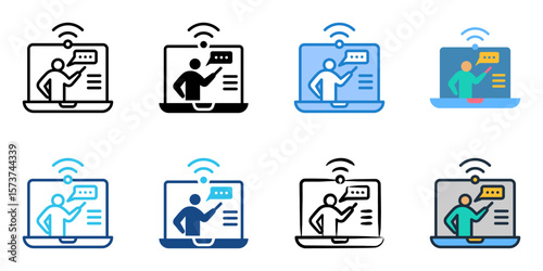 Virtual Classroom icon set multiple style collection 
