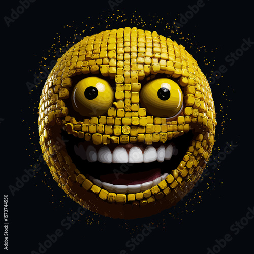 3D sticker emojy angry, white background