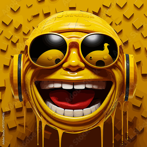 3D sticker emojy angry, white background