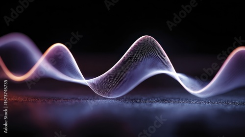 Stylized waveforms in vibrant electric blues and purples create a mesmerizing visual, gently oscillating in harmony under soft natural lighting for an ultra-realistic effect