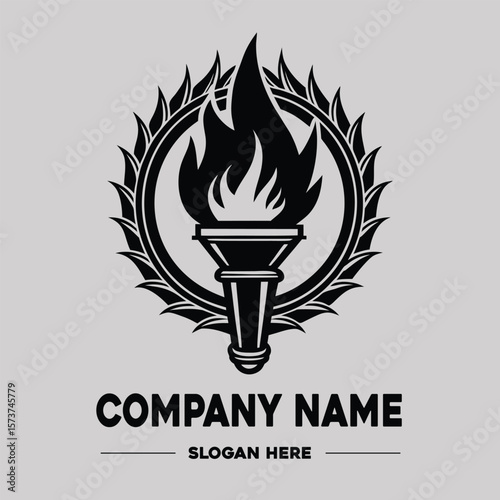 Burning torch fire flame vector logo design