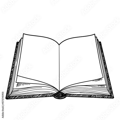 Open book with blank pages on white background  