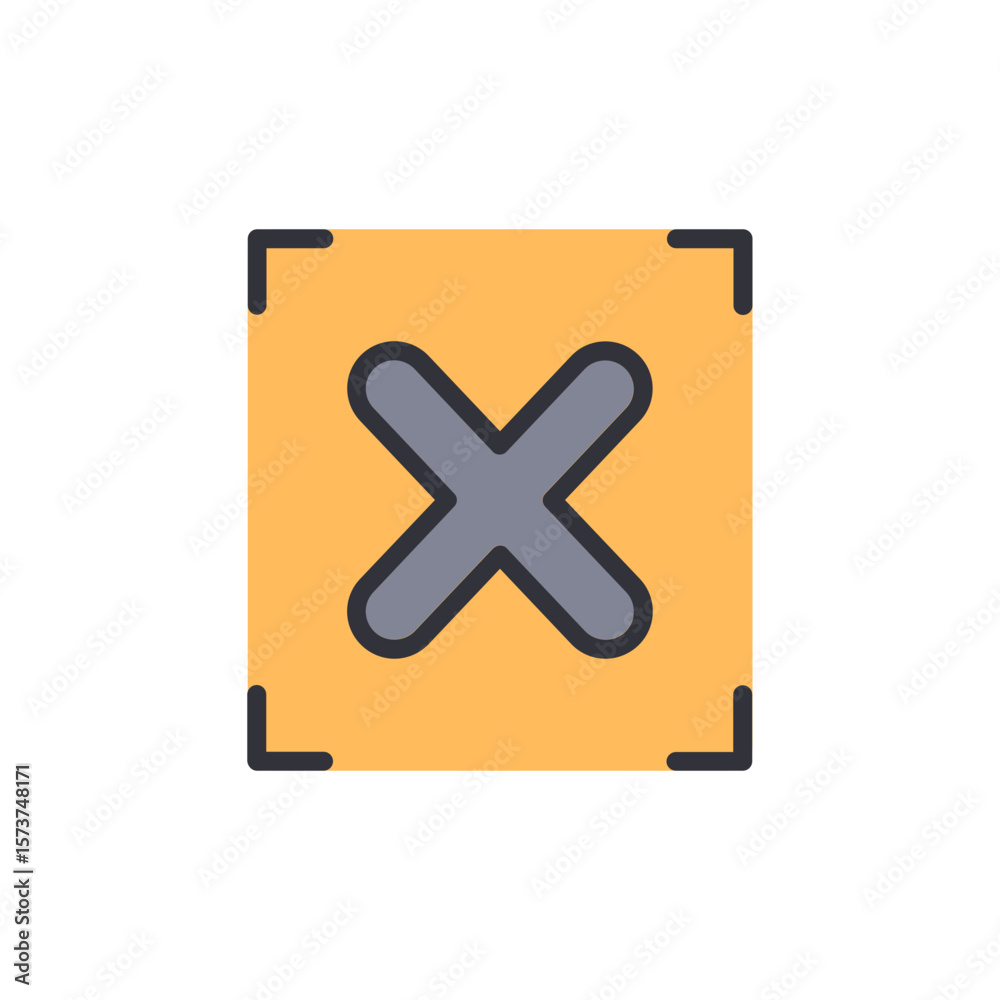 Obraz premium Cross Mark In Yellow Square For Rejection Or Removal Concept