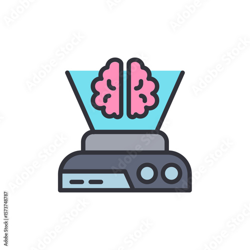 Creative Digital Representation Of A Human Brain With Holographic Display