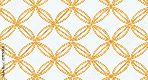 Seamless Golden-Brown Geometric Pattern: A Digitally Rendered Honeycomb Structure of Interconnected Ovals and Curves with a Subtle Stippled Texture
