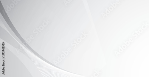 The image presents a clean, modern aesthetic with flowing white and soft gray curves that intermingle, creating an illusion of gentle motion and a sense of serene spaciousness