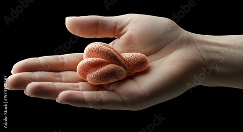 Hand shows and holds human Seminal vesicles
