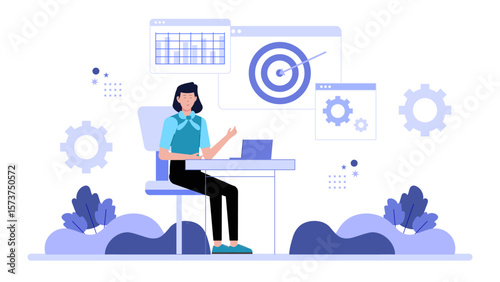 Sales team targeting new market segments, flat vector illustration