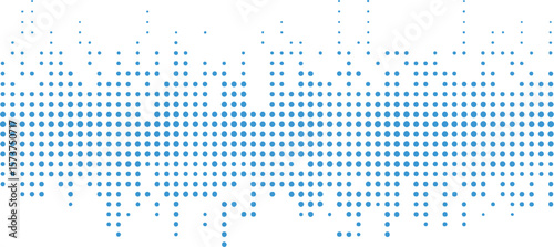 Abstract blue dot pattern resembling a sound wave or data stream
