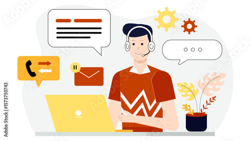 Customer support handling return requests, flat vector illustration