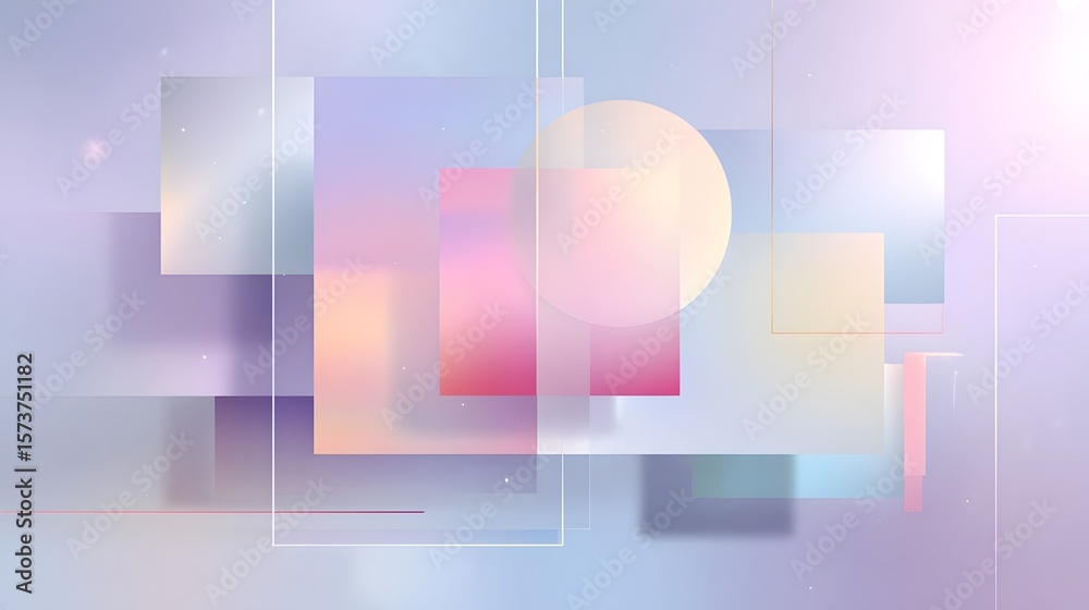 Fototapeta premium An abstract design featuring overlapping geometric shapes in soft pastel colors creating a dreamy atmosphere.