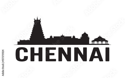 Chennai Skyline Silhouette A Glimpse of Indian Heritage and Architectural Grandeur, Modern Urban Landscape with a Cultural Touch