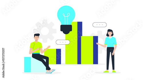 Customer success team creating onboarding flow, flat vector illustration
