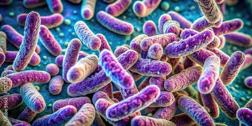 Infected gut tissue with Clostridium difficile bacteria under microscope showing filamentous morphology and characteristic metachromatic granules