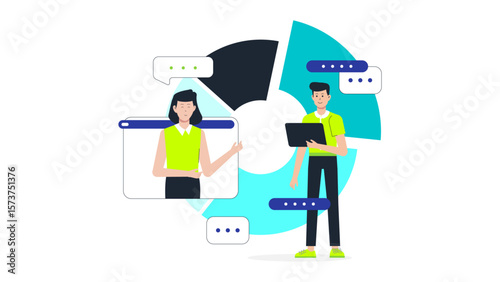 Sales team targeting new market segments, flat vector illustration
