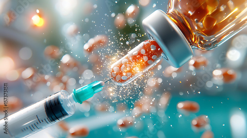 Vaccine administration action medical facility digital art clinical environment close-up view healthcare concept