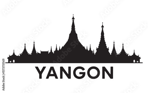 Yangon Skyline Silhouette A Glimpse of Myanmar's Cultural Heritage and Architectural Marvels A Cityscape of Temples and Pagodas