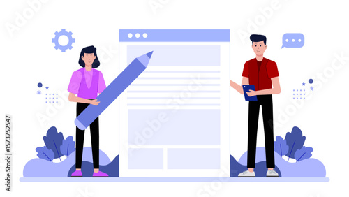 CEO writing open letter to stakeholders flat vector illustration
