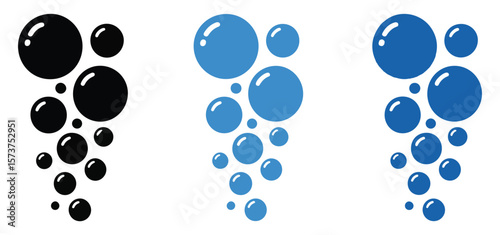 Vector illustration of floating bubbles in black and blue colors