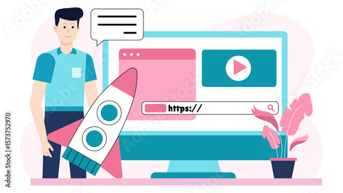 Startup launching early access program for subscribers flat vector illustration