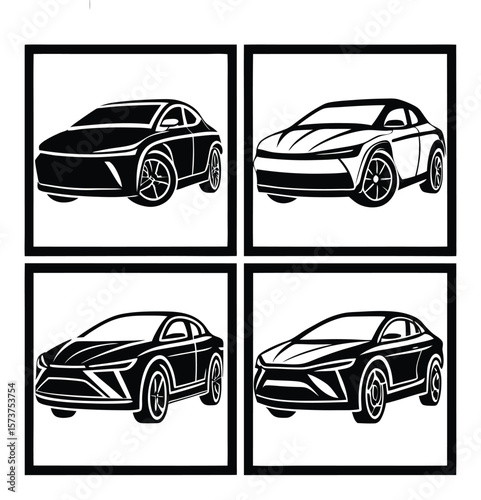 Four front car silhouettes