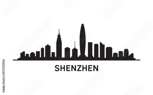 Shenzhen Skyline Silhouette A Modern Metropolis Urban Landscape with Iconic Architecture and a Striking Design Against a White Background