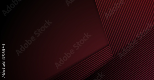 A dark, gradient, abstract background showcases deep burgundy colors with overlapping geometric shapes and elegant, precise linear patterns creating a sophisticated and modern design