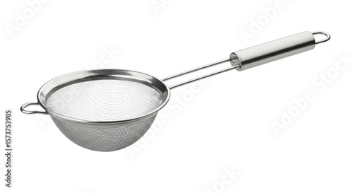Stainless Steel Kitchen Strainer Isolated on White.