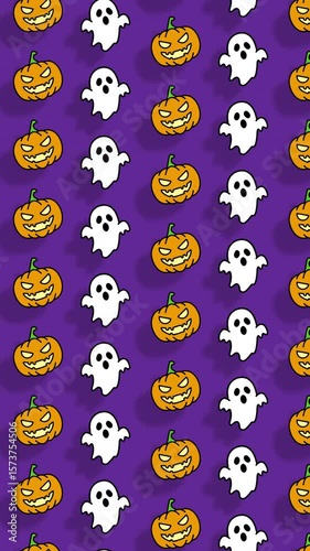 Halloween Icons Background Loop Animation in 4K Resolution — Minimal and Seamless.
シームレスループするハロウィンアイコンのパターンアニメーション