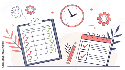 Project management checklist task list calendar and planning schedule for productivity and time management