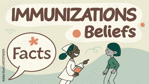 Immunization facts and beliefs illustration for vaccine awareness and healthcare education campaign material
