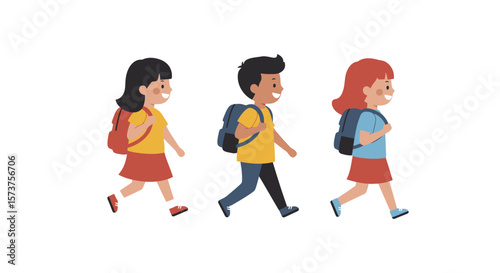 Children Walking to School: Back to School Illustration