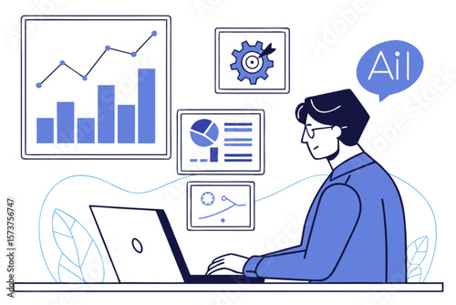 Data analysis and business intelligence dashboard with charts and graphs for data driven decisions
