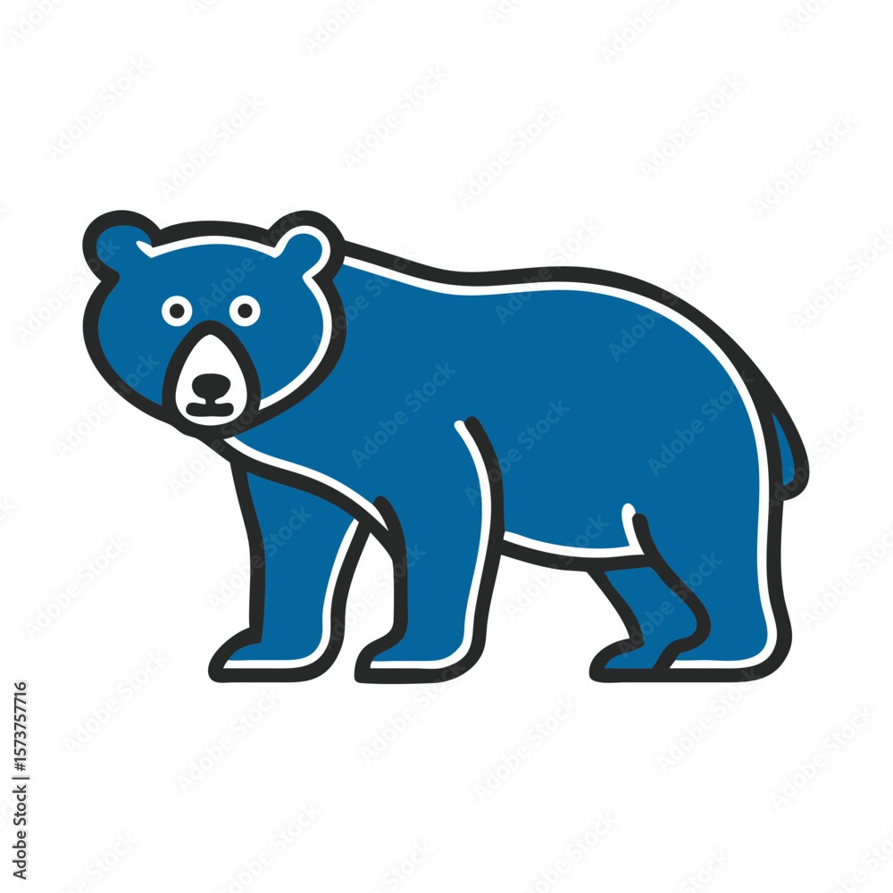 Fototapeta premium Blue bear icon in a minimalist design 
