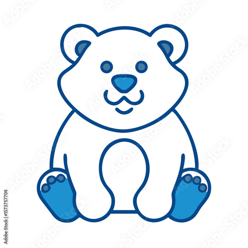 Cute cartoon bear illustration with a friendly expression in blue  