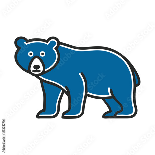 Blue bear icon in a minimalist design  