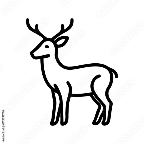 Simple outline illustration of a deer standing sideways  