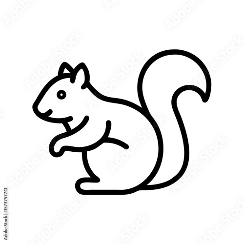 Line art illustration of a sitting squirrel  