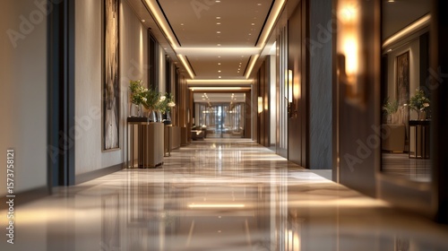 Elegant Hotel Corridor: A Luxurious Interior Design