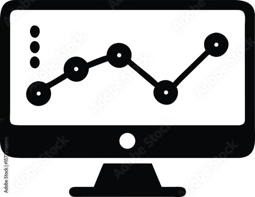 Data analysis and growth graph on monitor icon