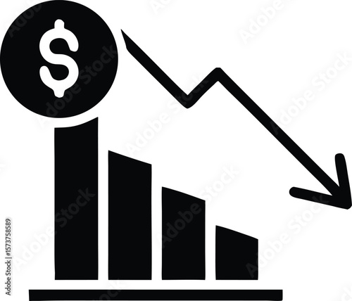 Financial downturn represented by falling chart icon