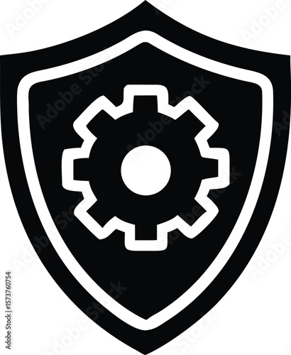 Security shield protecting gear icon