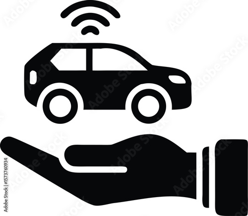 Smart car technology in the palm of your hand icon
