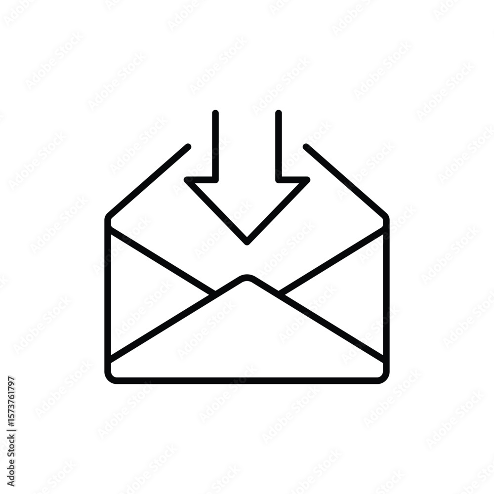 Mail download line icon. Continuous one line with curl. Incoming Messages correspondence sign. E-mail symbol. Incoming Mail single outline ribbon. Loop curve pattern. Vector Mail download line icon. Continuous one line with curl. Incoming Messages correspondence sign. E-mail symbol. Incoming Mail single outline ribbon. Loop curve pattern. Vector