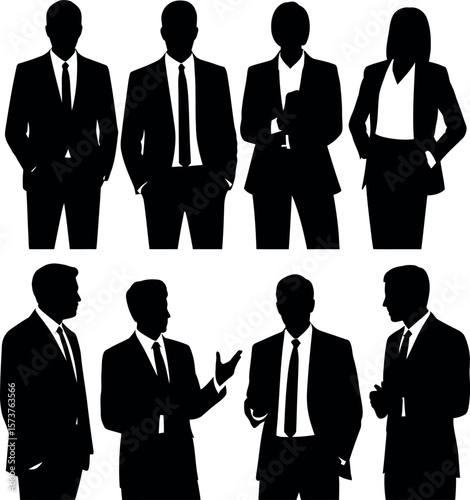 Business team silhouette vector illustration of professional corporate workers group