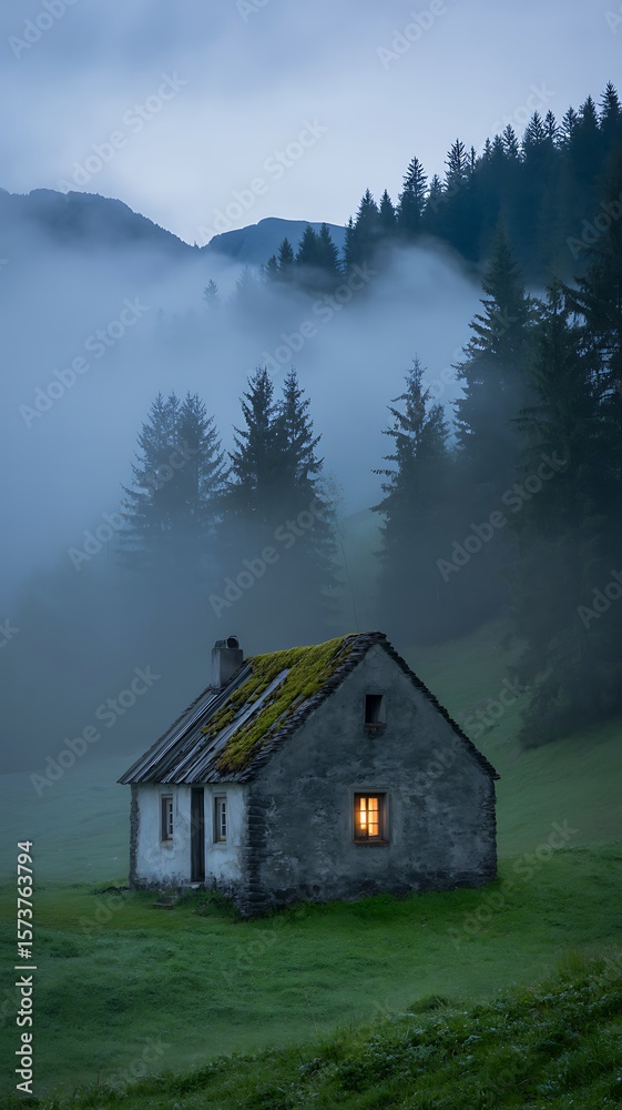 Fototapeta premium foggy morning in the mountains